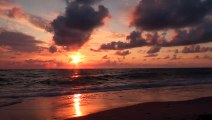 Beach Waves And Sunset