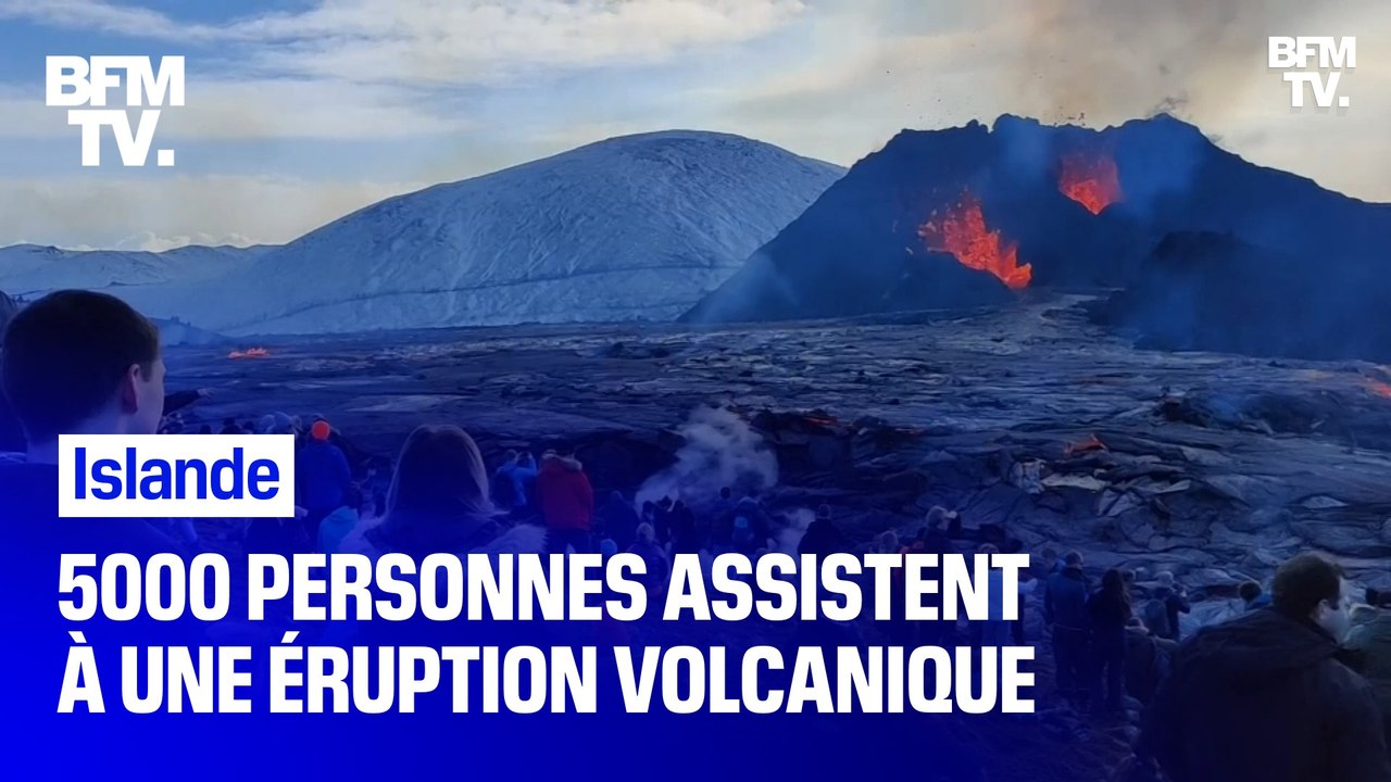 Plus de 5000 personnes se sont rendus sur la péninsule de Reykjanes en Islande pour admirer l'éruption volcanique