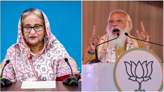 Bangladesh PM Sheikh Hasina receives PM Modi at Dhaka airport
