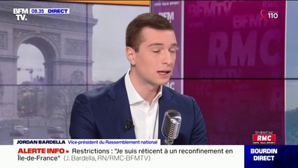 Jordan Bardella est "réticent à l'idée d'un reconfinement"