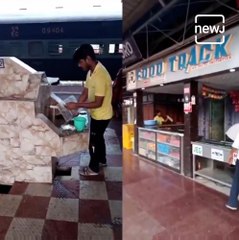 UP Railway Food Stall Caught On Camera Washing Disposable Plates