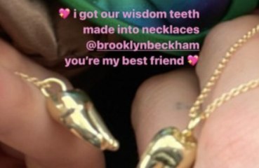 Brooklyn Beckham and Nicola Peltz have matching necklaces made out of their wisdom teeth