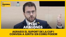 Pere Aragonès agraeix el suport de la CUP i convida a JUNTS i a EN COMÚ PODEM