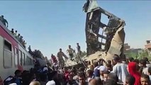 32 قتيلا على الأقل وعشرات الجرحى في حادث تصادم قطارين بصعيد مصر