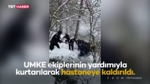 50 metreden yuvarlanan otomobilin sürücüsü kurtarıldı