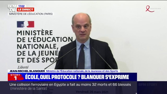 Jean-Michel Blanquer: La question de l'ouverture des écoles, des collèges et des lycées en France reste un objectif fondamental