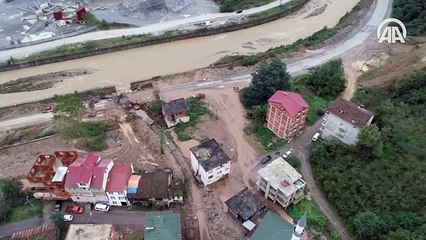 Trabzon’da yaşanan sel drone ile görüntülendi