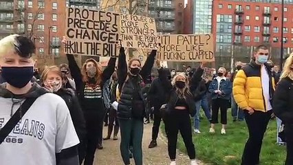 Protest in Sheffield on Devonshire Green  against the Crime Bill