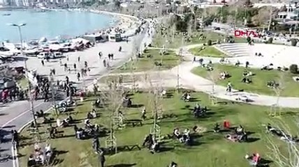Caddebostan Sahilindeki kalabalık havadan görüntülendi