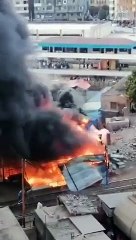 شاهد حريق  لمحطة  قطار الزقازيق
