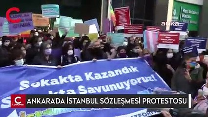 ANKARA'DA İSTANBUL SÖZLEŞMESİ PROTESTOSU