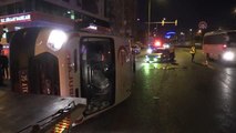 Son dakika: Otomobille çarpışan ambulans devrildi: 1 yaralı