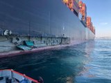 (ek bilgiyle) Ambarlı Limanı'nda iskeleye dev konteyner gemisi çarptı