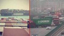 Yine Evergreen yine kaos! Süveyş Kanalı'nı kapatan dev gemiden sonra bu kez de tırı otoyolu kapattı