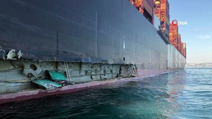 Ambarlı Limanı'nda konteyner gemisi iskeleye çarptı