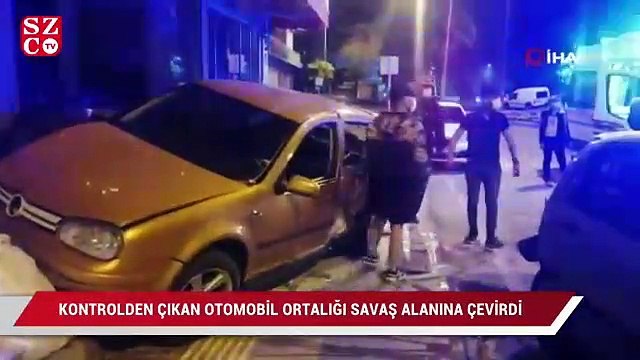 Kontrolden çıkan otomobil ortalığı savaş alanına çevirdi