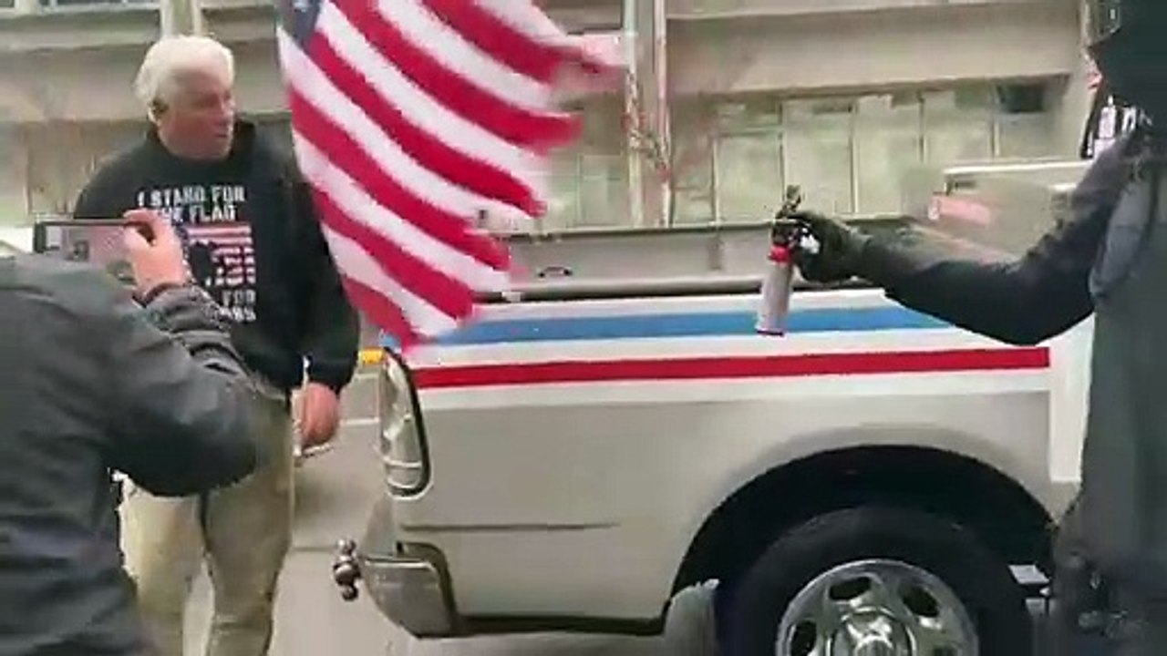 #Antifa vandalizes mans property. Man pulls gun on #Antifa. Man is arrested...