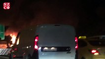 İstanbul'da kamyonet alev alev yandı