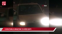 5 koltuklu araçtan 16 kişi çıktı