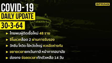 สรุปสถานการณ์การแพร่ระบาดของไวรัสโควิด-19 ประจำวันที่ 30 มีนาคม 2564