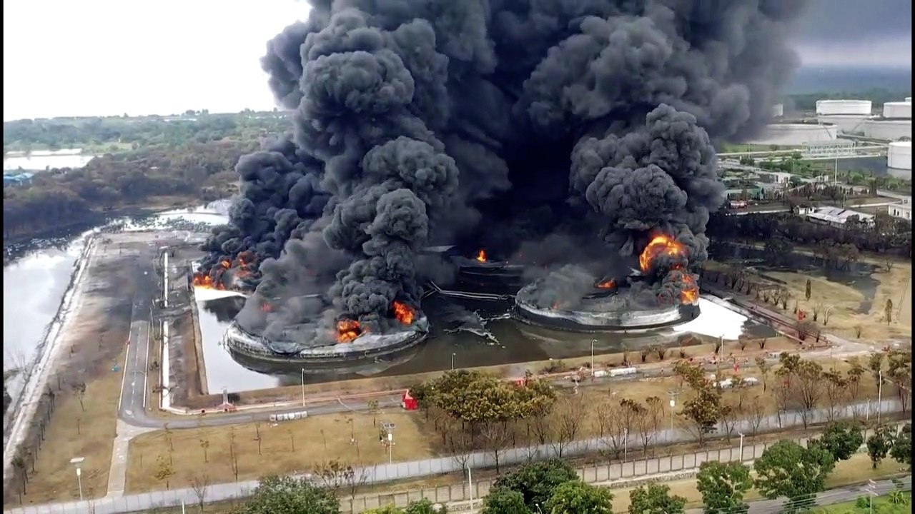 Indonesian oil refinery fire rages for a second day on Java island