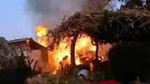 भीलखेड़ी गांव के पासखेत के खलिहान में रखी गेहूं की फसल में भीषण आग लगी, फसल हुई खाक