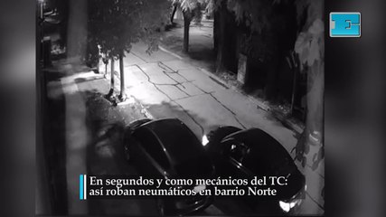 En segundos y como mecánicos del TC: así roban neumáticos en barrio Norte