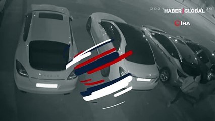 Mersin Yenişehir'de 25 saniye lüks otomobil farı hırsızlığı kamerada