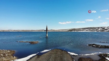Kars’ta, cami minaresi ve eski yol sular altında kaldı