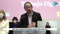 Iglesias da un mitin hasta en el traspaso de carteras: 
