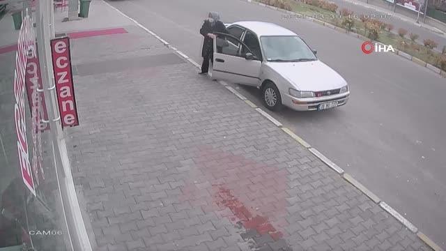 Nevşehir'de araç alev alev yandı.. Araçtakiler kendilerini böyle dışarı attı