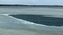 Ice melting over lake captured in time-lapse video