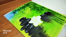 Step By Step Acrylic Painting/Daily Challenge #35 /Bamboo Painting /Plumeria Flower/ Simple Painting