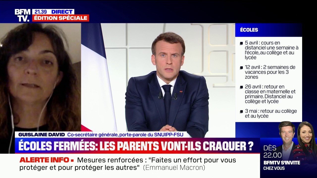 Guislaine David (SNUIPP-FSU): "3 semaines [de fermeture des écoles], ça nous semble très très court"