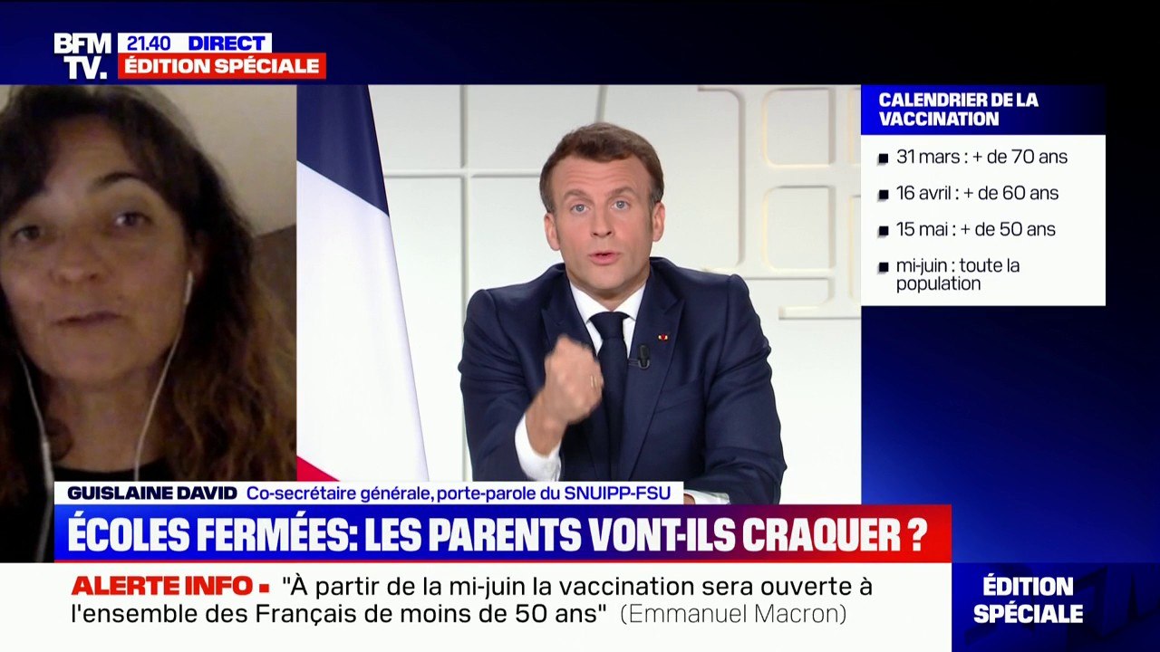 Guislaine David (SNUIPP-FSU): "On pourrait peut-être utiliser ces trois semaines [de fermeture des écoles] pour commencer la vaccination des enseignants"