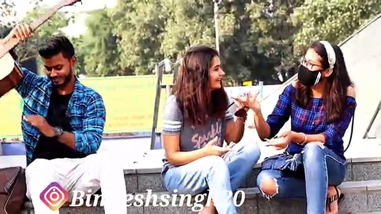 Randomly singing   Awesome Heartbeat Guitar Mashup Delhi cute Girls Prank
