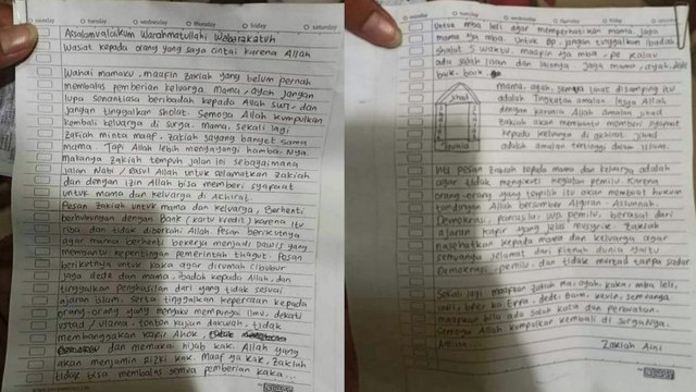 Begini Penampakan Isi Surat Wasiat Terduga Teroris Penyerang Mabes Polri