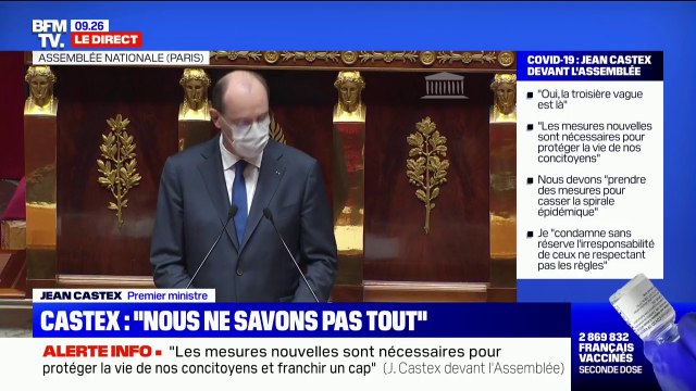 Jean Castex: Le gouvernement présentera sa stratégie de réouverture devant le Parlement le moment venu