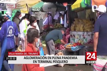 Ciudadanos formaron largas colas para ingresar al terminal pesquero de Villa María del Triunfo