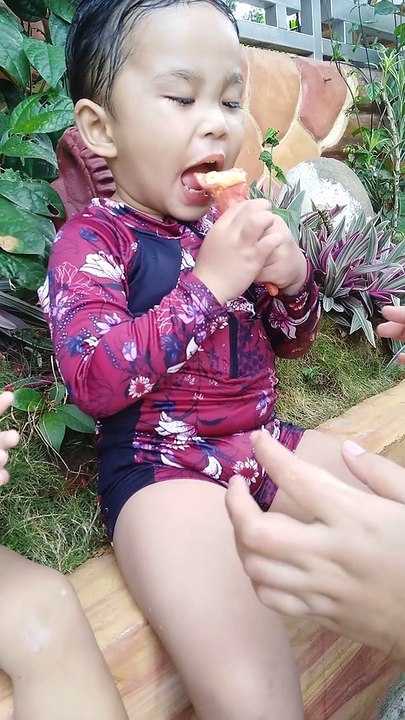 eating ice cream