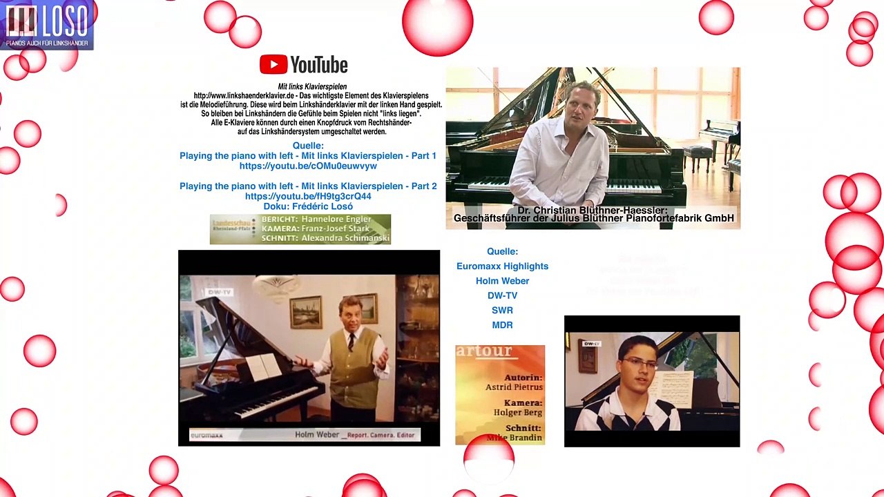 BLÜTHNER DIGITAL SONUS E-KLAVIER - 1.) FILM + 2.) BEDIENUNGSANLEITUNG - Loso-Pianos auch für Linkshänder