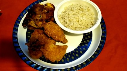 fried chicken   with fried rice 