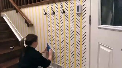 Diy Hand Painted Accent Wall | Faux Wallpaper