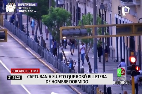 Serenos capturan a sujeto que robó billetera a hombre que dormía en Jirón de la Unión