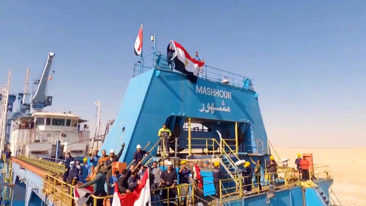 The giant container vessel Ever Given in Egypt'...