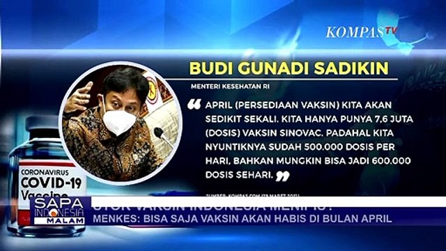 Menteri Kesehatan: Bisa Saja Stok Vaksin akan Habis di Bulan April
