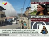 Gobierno Bolivariano se despliega para atender la ruptura de una tubería del sistema Taguacita