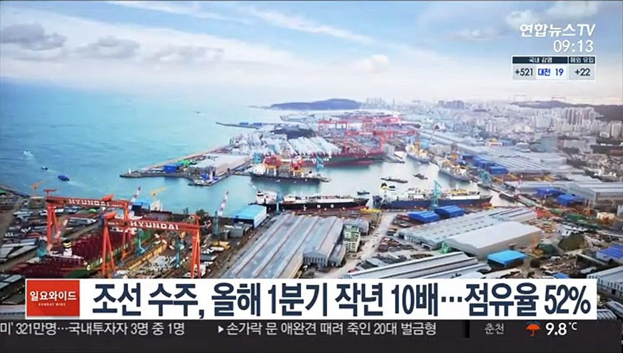 조선 수주, 올해 1분기 작년 10배…점유율 52%