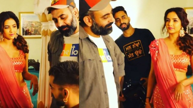 Jasmin Bhasin ने 'Pani Di Gal' के Shooting Set पर Maninder Buttar के साथ ऐसे किया Fun ! | FilmiBeat