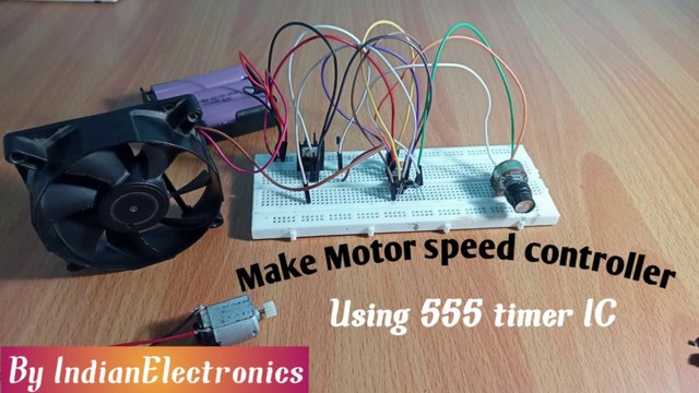 How to add speed controller to any DC motor using 555 Timer IC|| PWM using 555|| Indian Electronics